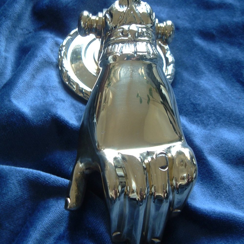 Vintage DOOR KNOCKER brass hand heavyweight 7 x 3
